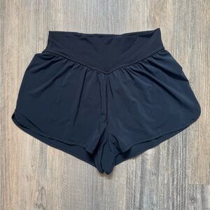 Aerie Black Flowy Shorts with Liner, Size Medium